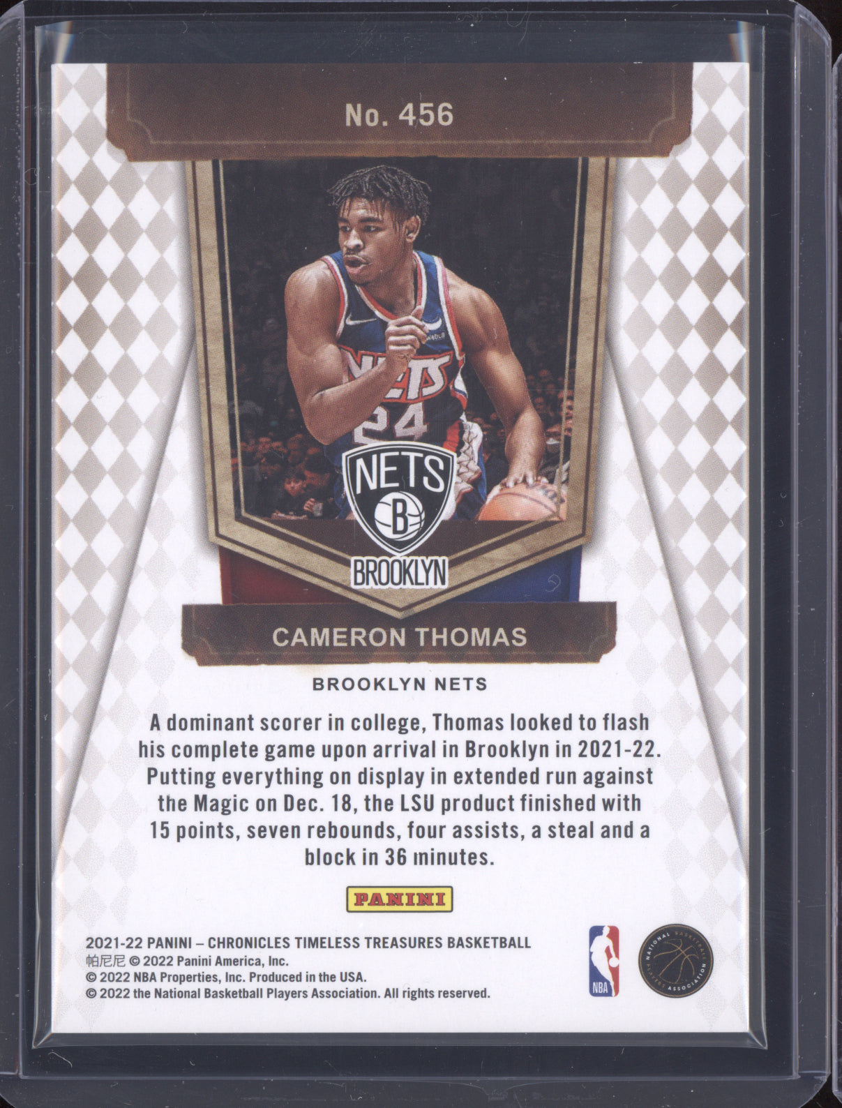 Cameron Thomas 2021 Panini Chronicles Timeless Treasures Blue RC 67/99