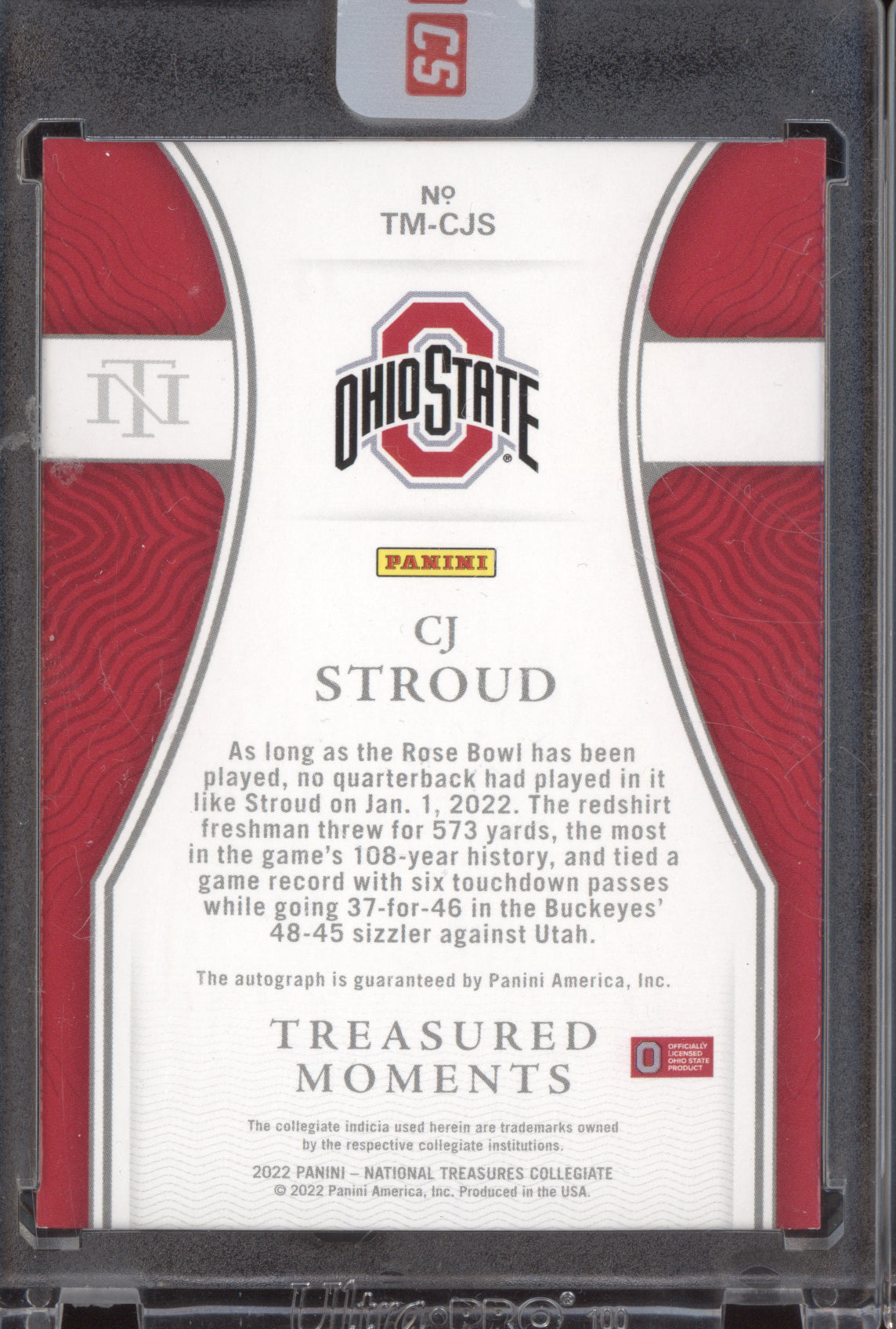 CJ Stroud 2022 Panini National Treasures Treasured Moments Auto Blue 66/75