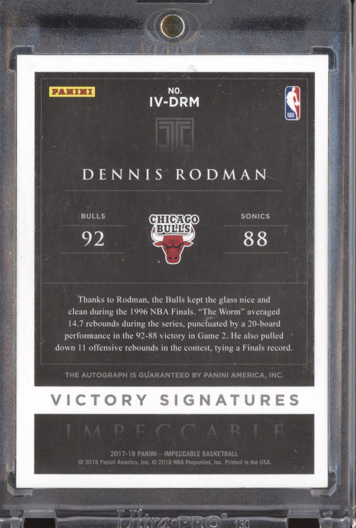 Dennis Rodman 2017-18 Panini Impeccable Victory Signatures 75/99