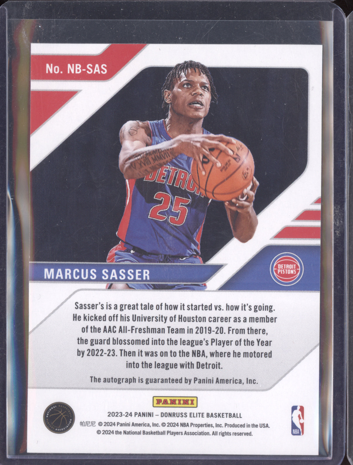 Marcus Sasser 2023 Panini Elite New Breed Gold Auto 10/10