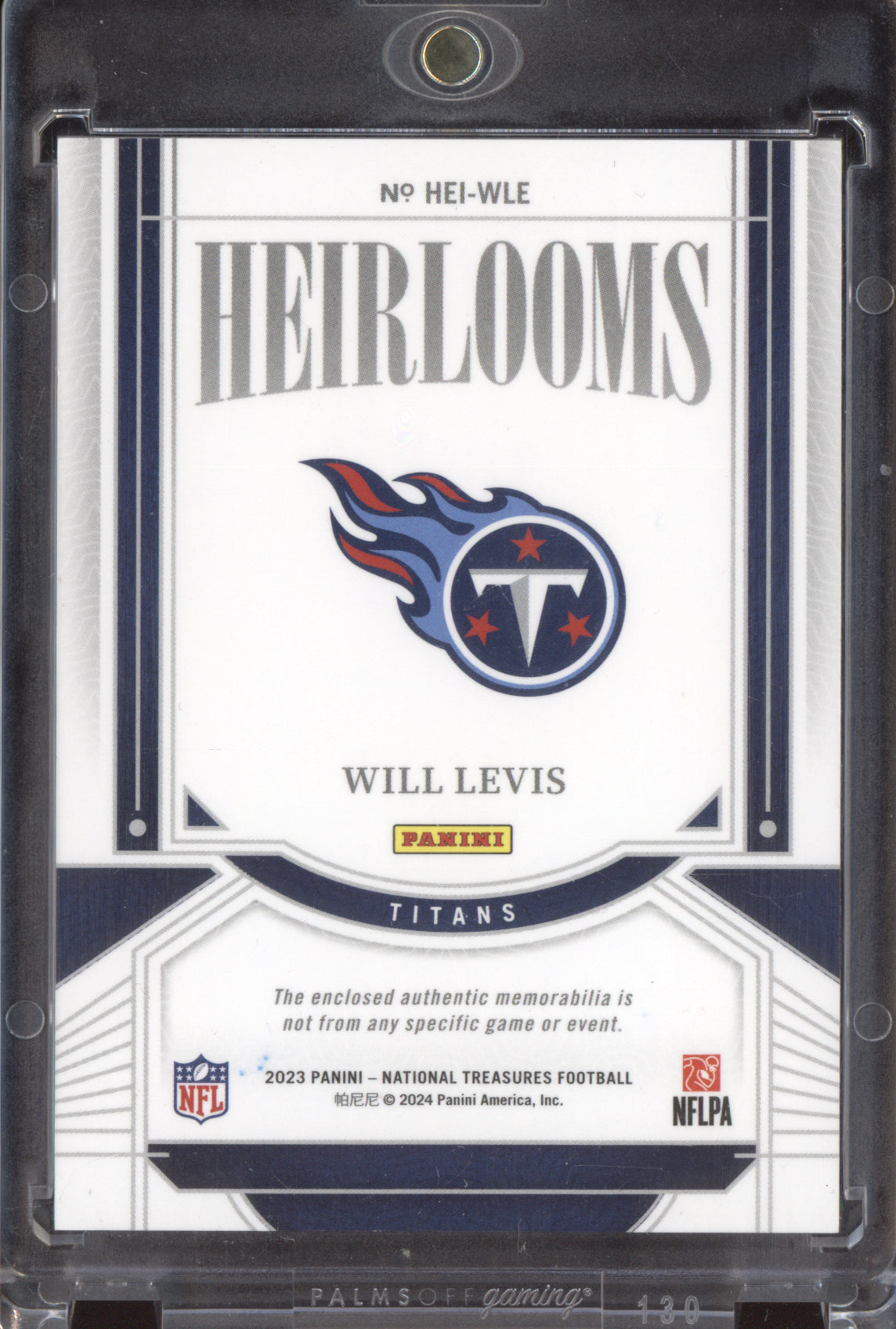 Will Levis 2023 Panini National Treasures Heirlooms Platinum Nike Swoosh RC 1/1