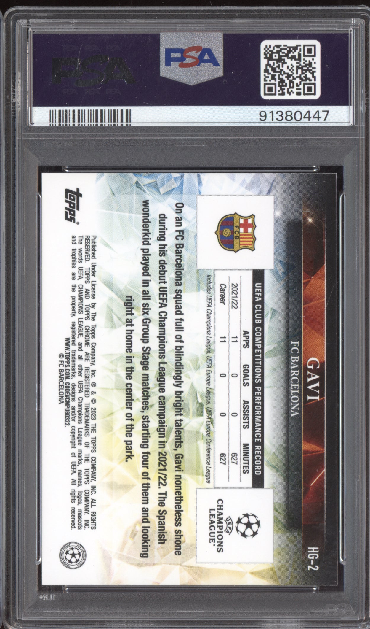 Gavi 2022-23 Topps Chrome UCC Hidden Gems HG-2 PSA 9