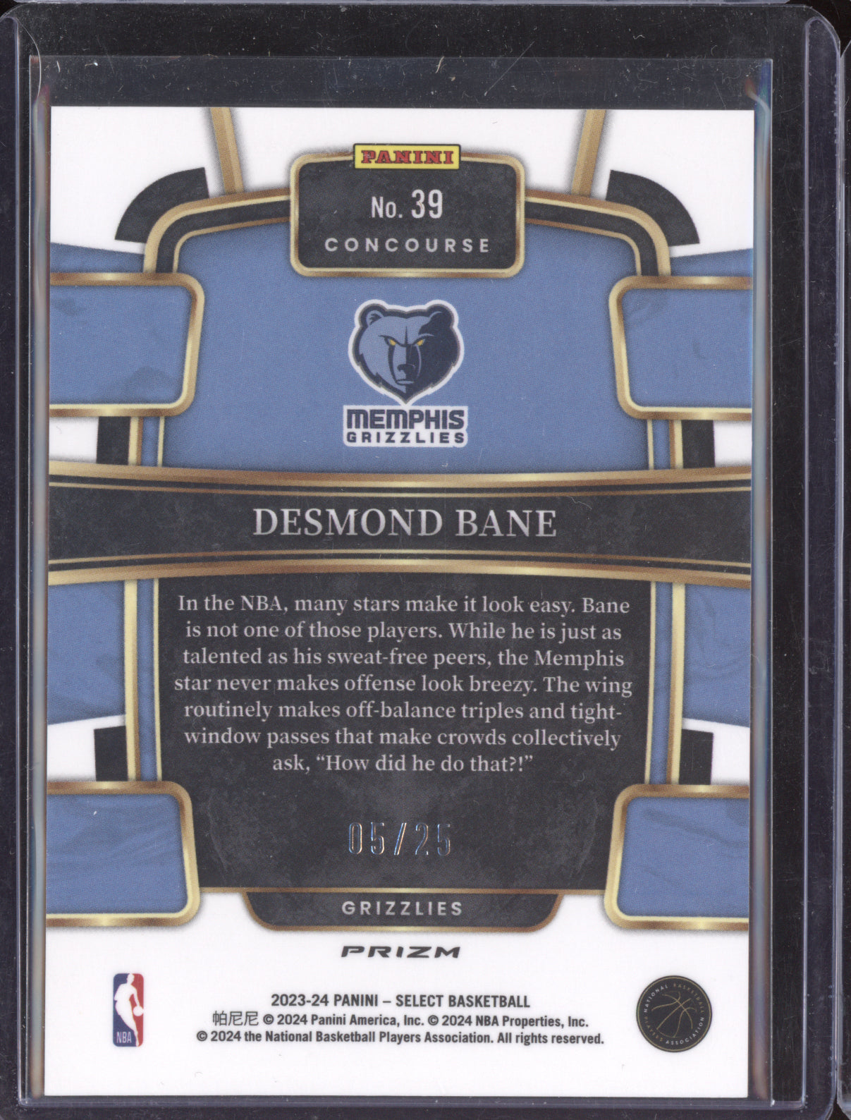 Desmond Bane 2023 Panini Select Tie-Dye 05/25