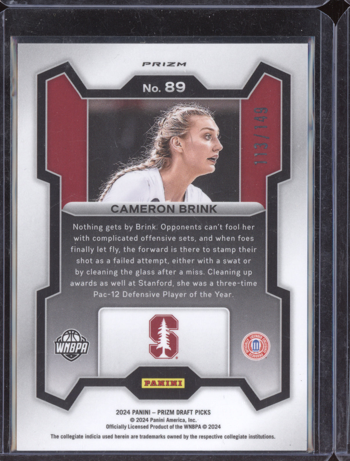 Cameron Brink 2024 Panini Prizm Draft Purple Ice RC 113/149