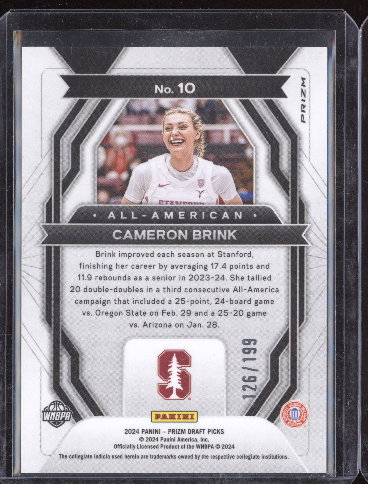 Cameron Brink 2024 Panini Prizm Draft All-American Blue RC 126/199