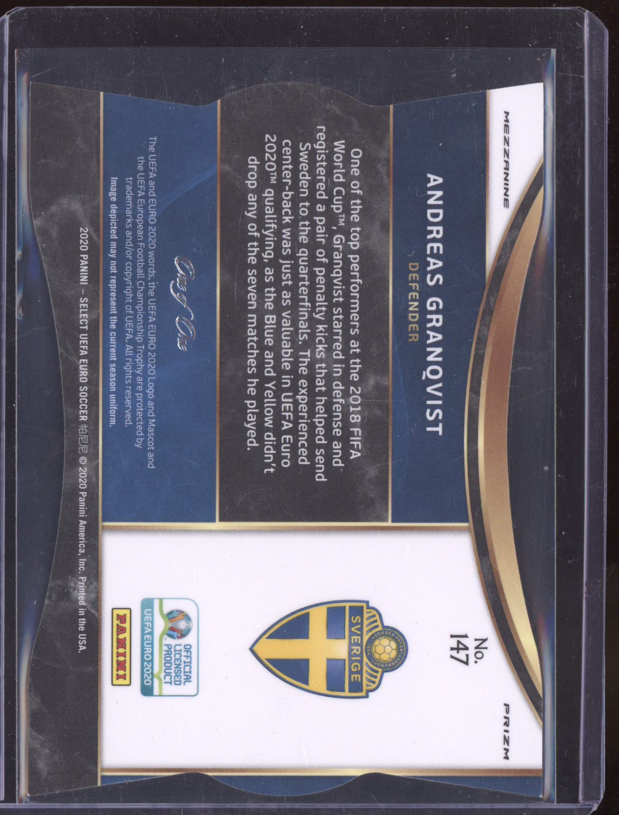 Andreas Granqvist 2020 Panini Select UEFA Euro Die-Cut Black 1/1