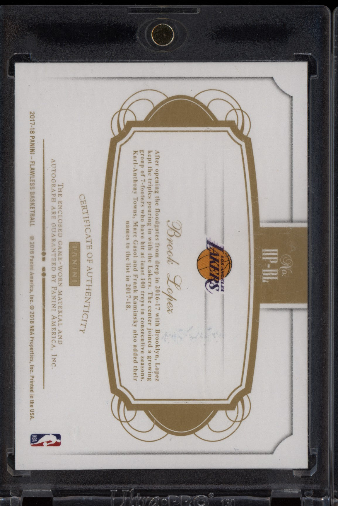 Brook Lopez 2017-18 Panini Flawless Horizontal Patch Auto 8/25