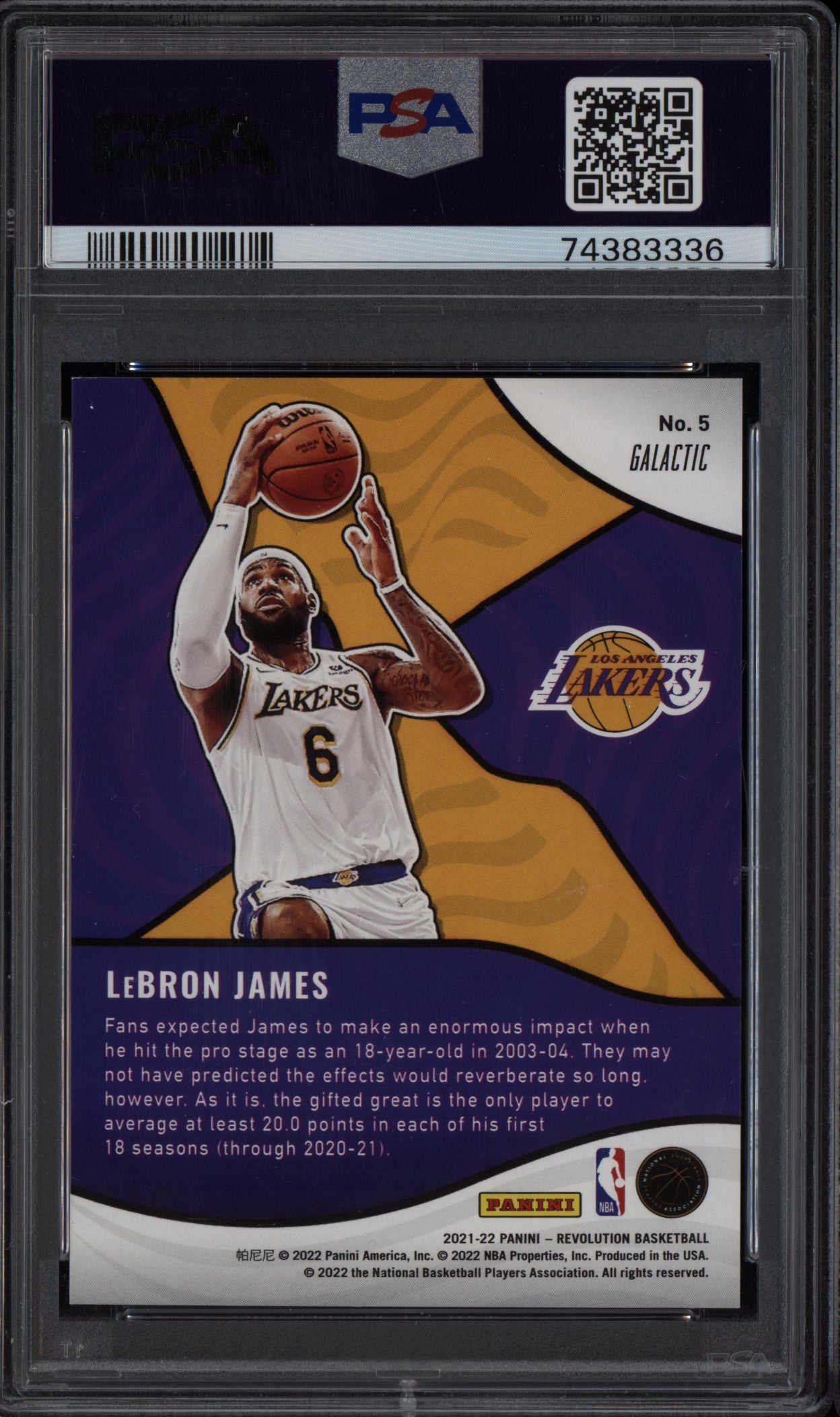 LeBron James 2021-22 Panini Revolution Shock Wave Galactic PSA 9