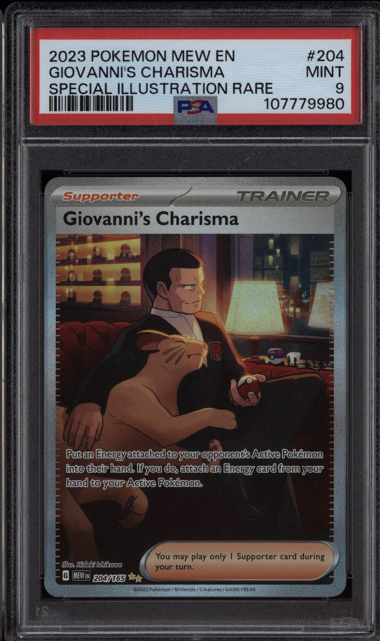 Giovanni's Charisma 2023 Pokemon MEW EN 151 Special Illustration Rare 204 PSA 9
