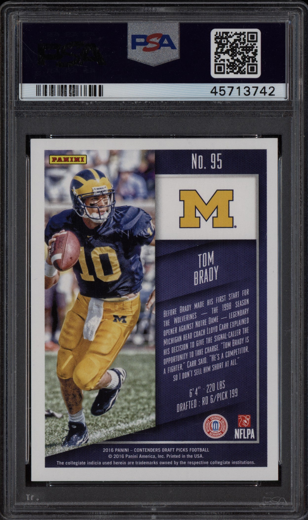 Tom Brady 2016 Panini Contenders Draft Cracked Ice Ticket 4/23 PSA 8