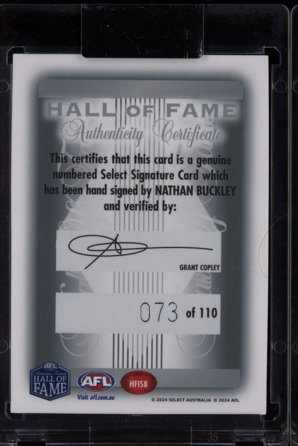 Nathan Buckley 2024 Select Legacy Ultimate Hall of Fame Inductee Signature /110