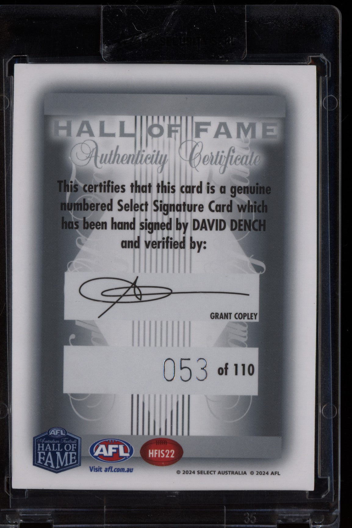 David Dench 2024 Select Legacy Ultimate Hall of Fame Inductee Signature 53/110