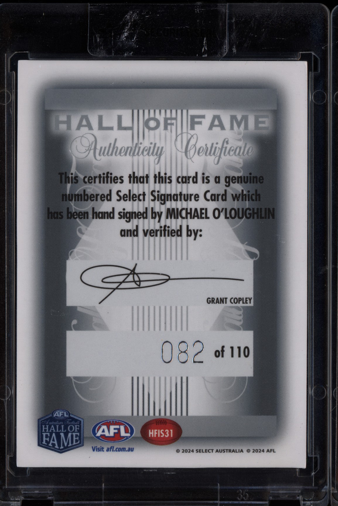 Michael O'Loughlin 2024 Select Legacy Hall of Fame Inductee Signature 82/110