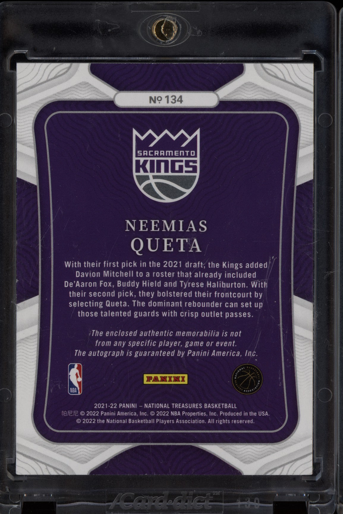Neemias Queta 2021 Panini National Treasures Rookie Patch Auto Gold FOTL RC /24
