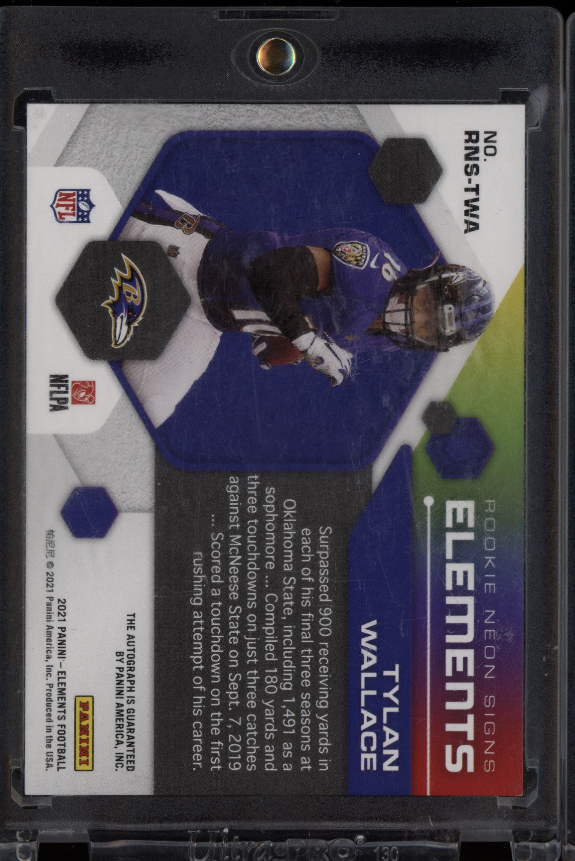 Tylan Wallace 2021 Panini Elements Rookie Neon Signs Auto Yellow RC 1/1