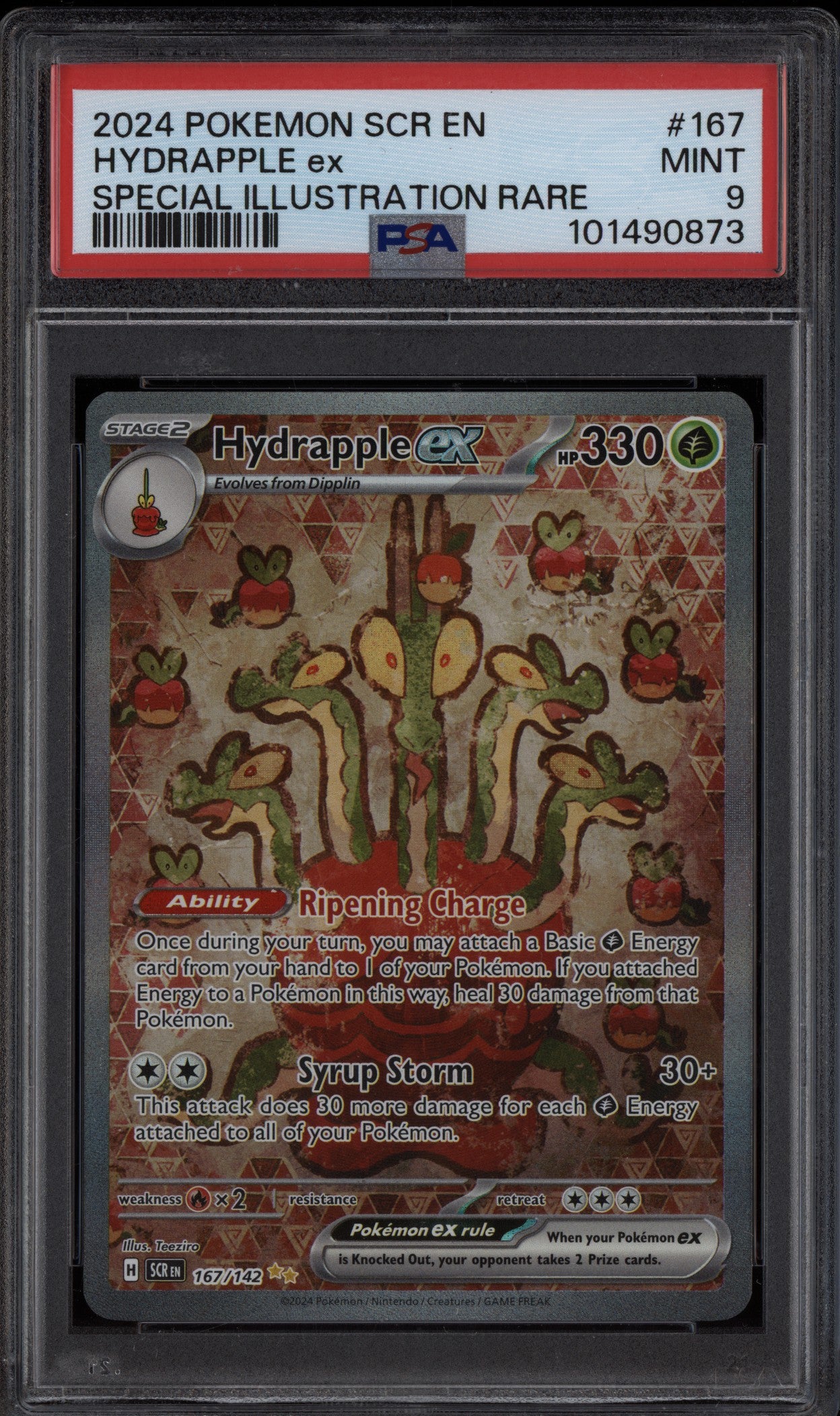 Hydrapple ex 2024 Pokemon Stellar Crown Special Illustration Rare 167/142 PSA 9