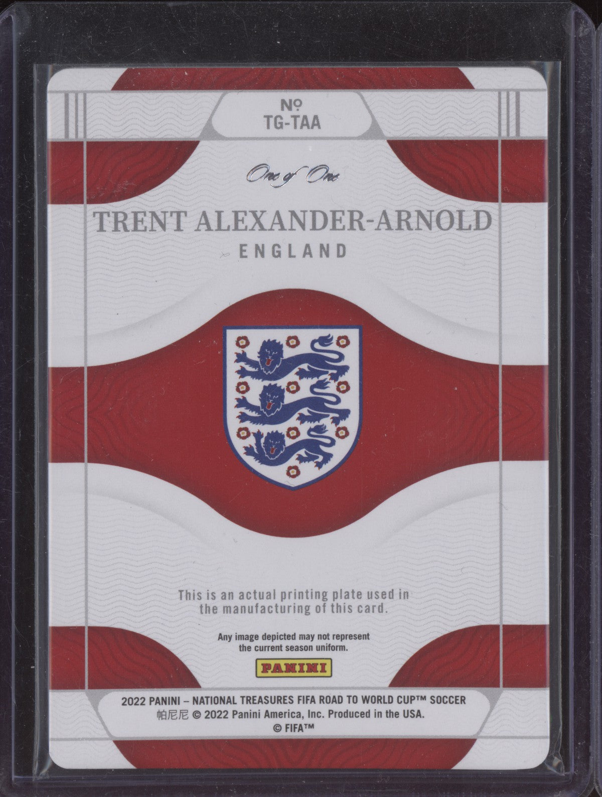 Trent Alexander-Arnold 2022 Panini National Treasures World Printing Plate 1/1
