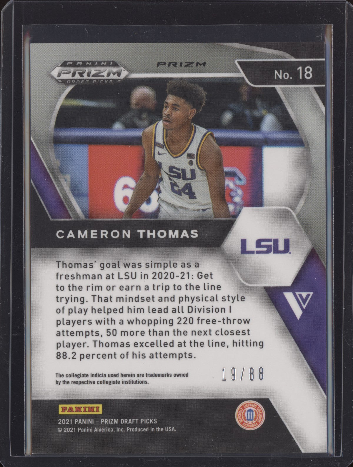 Cameron Thomas 2021-22 Panini Prizm Draft Choice Red RC 19/88
