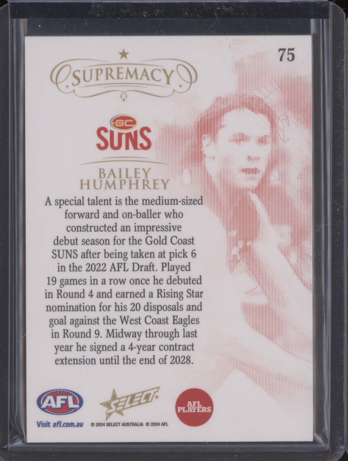 Bailey Humphrey 2024 Select Supremacy Gold '82/95