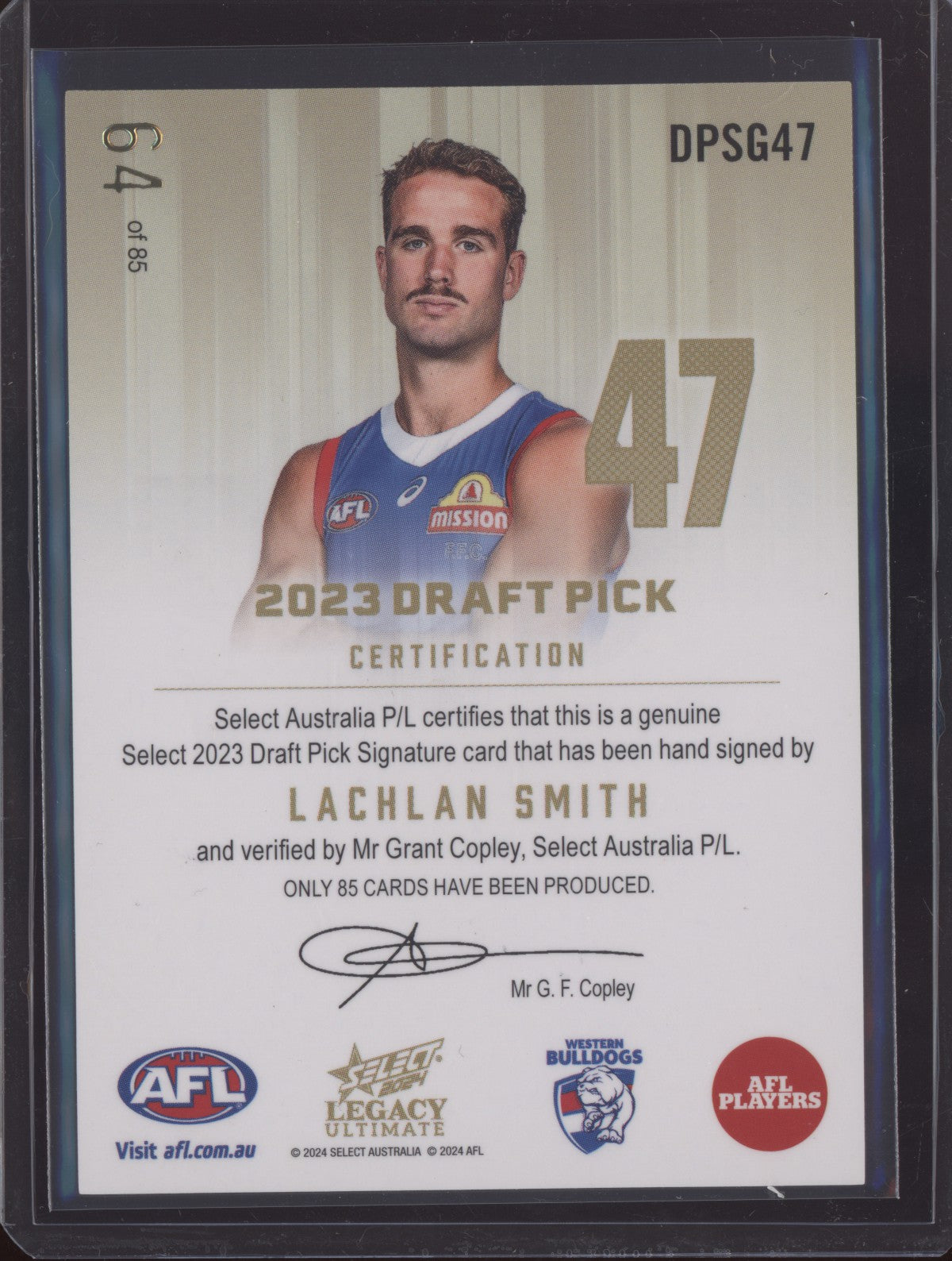 Lachlan Smith 2024 Select Legacy Ultimate Draft Pick Signature Gold RC 64/85