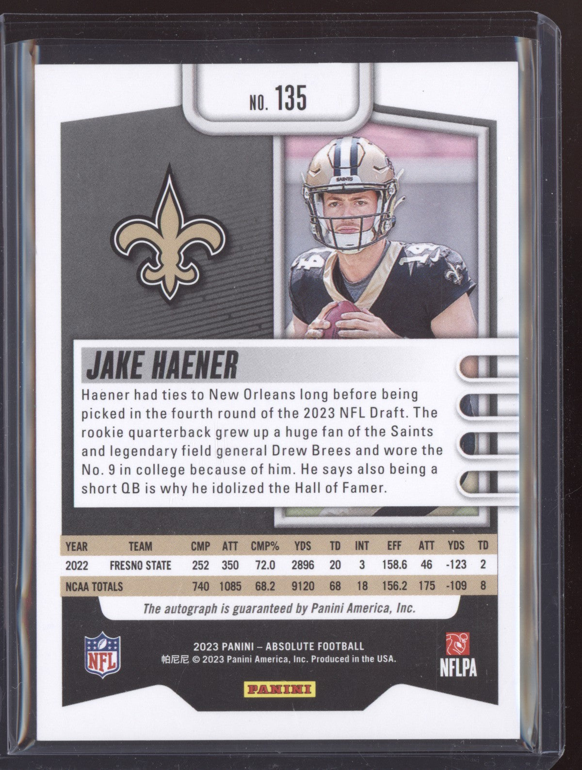 Jake Haener 2023 Panini Absolute Rookie Auto Red RC 3/100