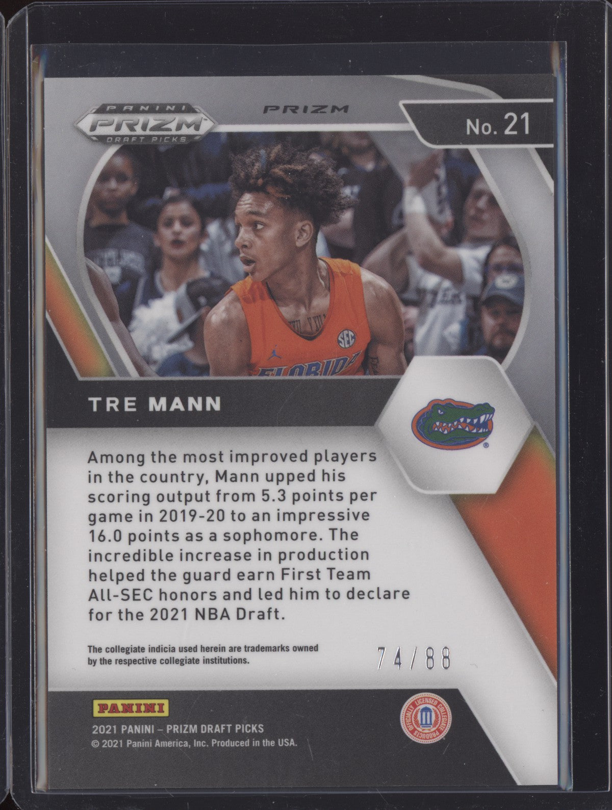 Tre Mann 2021-22 Panini Prizm Draft Choice Red RC 74/88