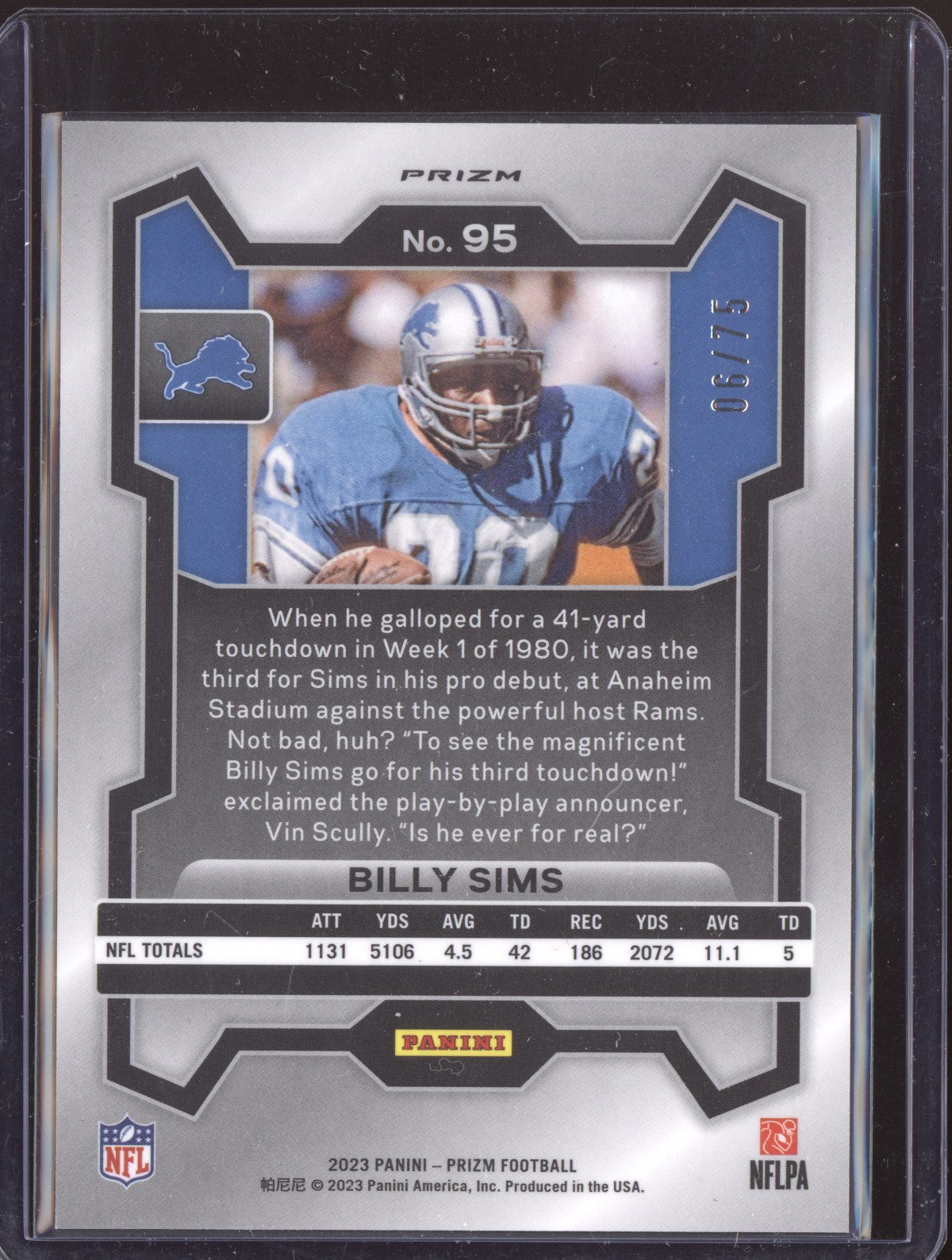 Billy Sims 2023 Panini Prizm Green Scope 6/75