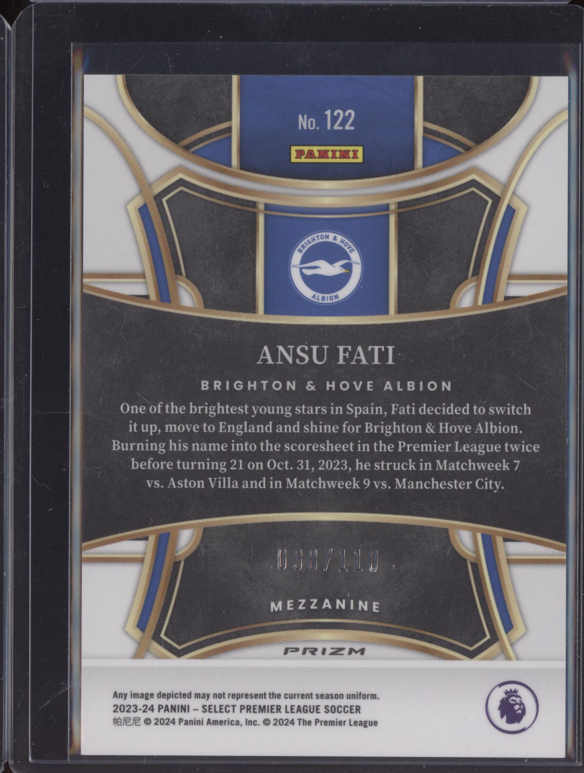Ansu Fati 2023-24 Panini Select Premier League Winter Camo 38/110