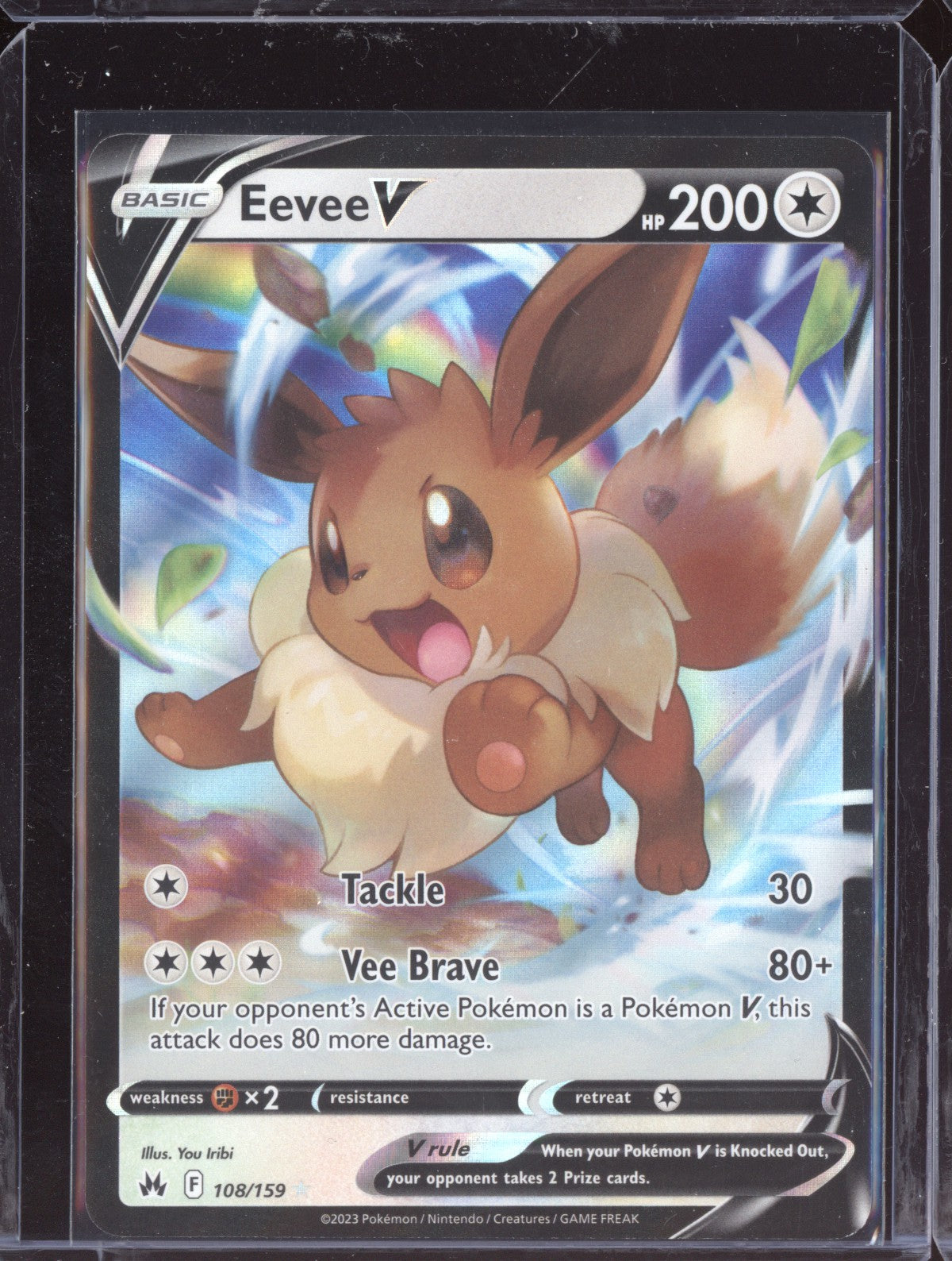 Eevee V 2023 Pokemon Crown Zenith Holo Rare V 108/159