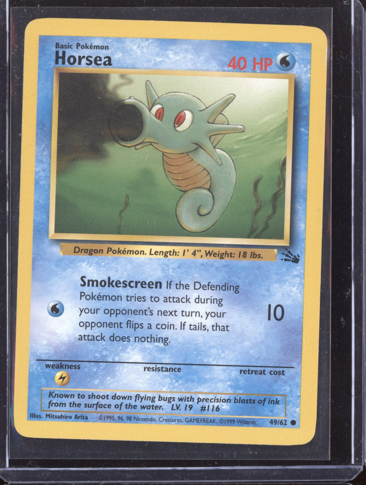 Horsea 1999 Pokemon Fossil Common 049/62