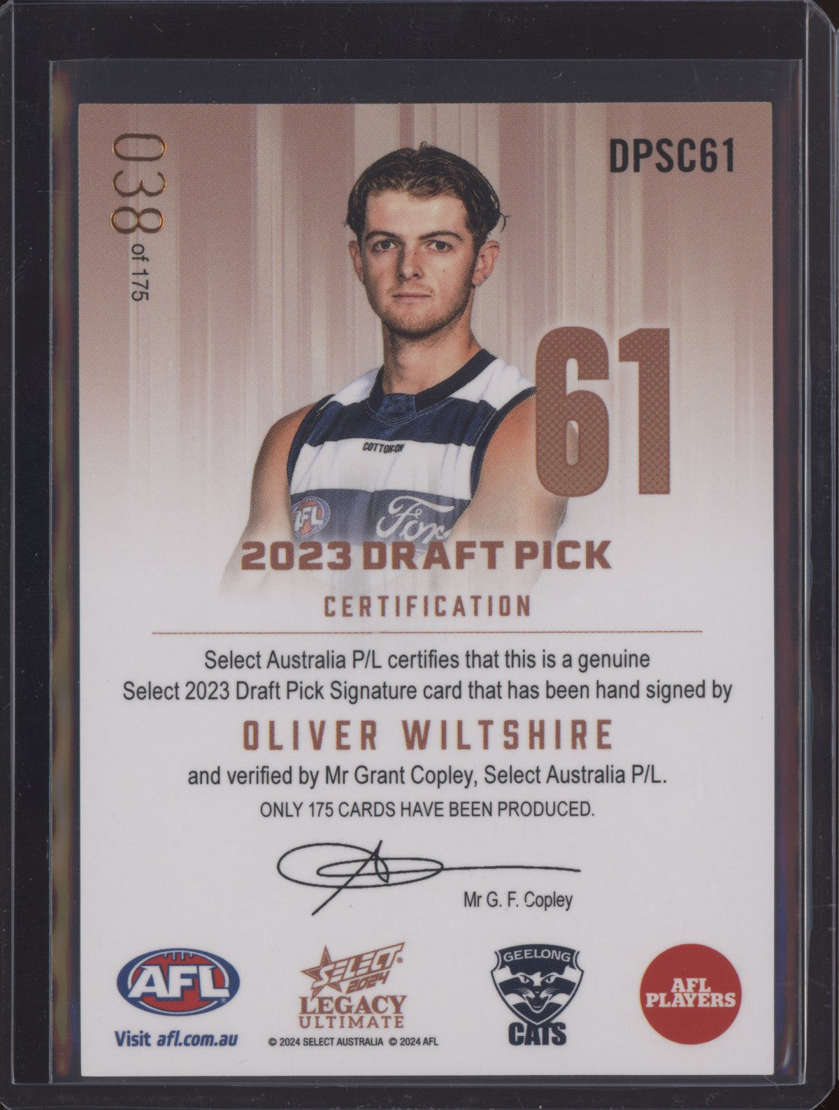 Oliver Wiltshire 2024 Select Legacy Ultimate Draft Pick Signature Copper RC /175