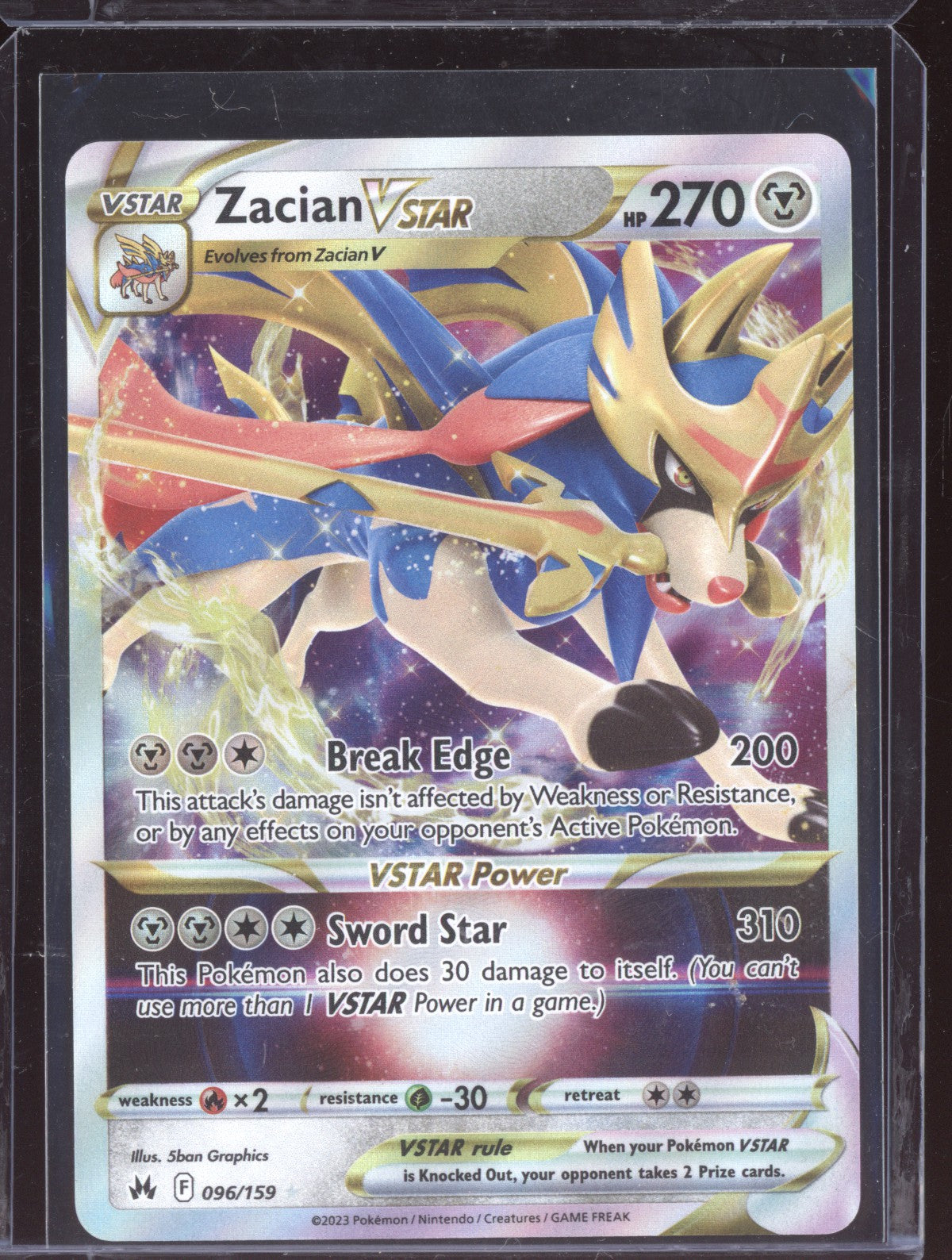 Zacian VSTAR 2023 Pokemon Crown Zenith Holo Rare VSTAR 096/159