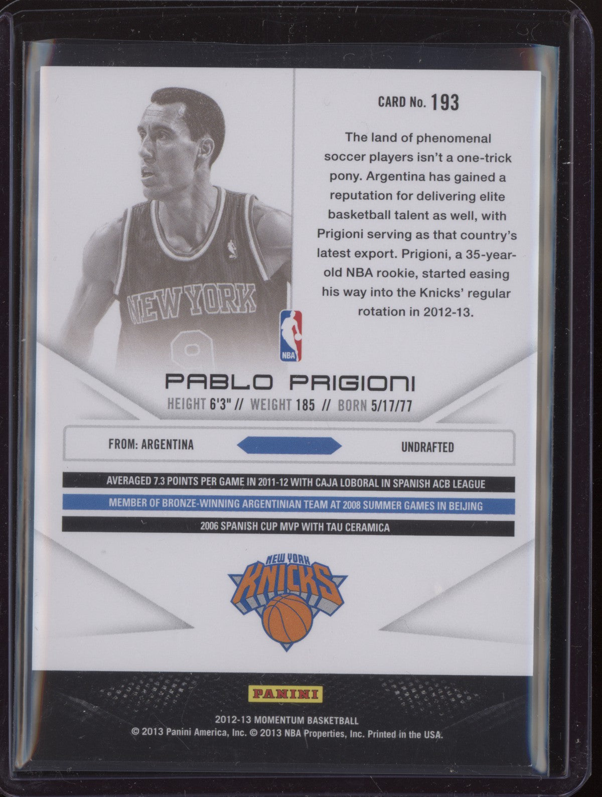 Pablo Prigioni 2012-13 Panini Momentum Drive 18/49