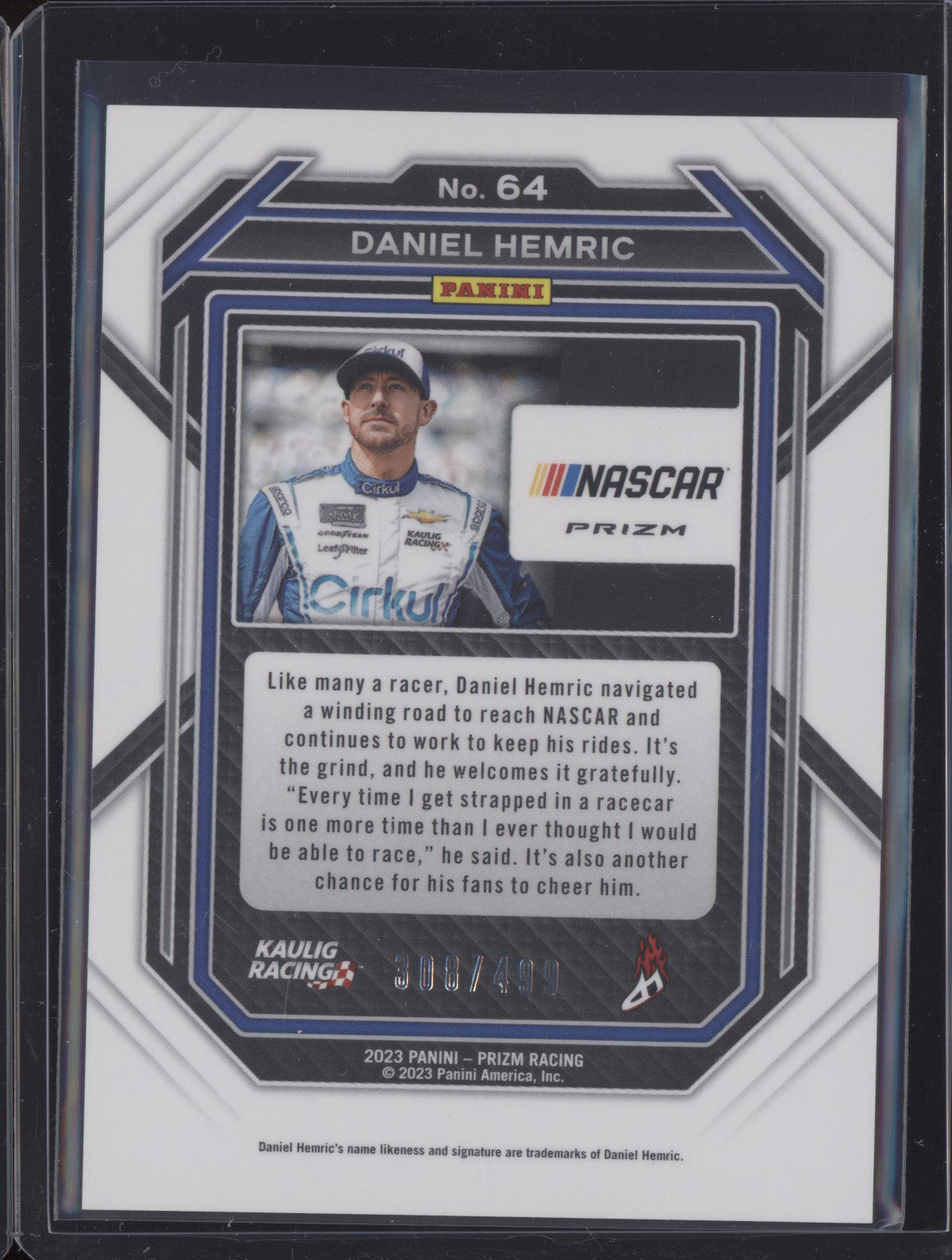 Daniel Hemric 2023 Panini Prizm Racing Blue 308/499
