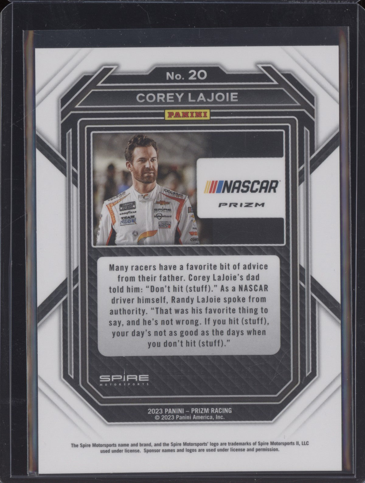 Corey Lajoie 2023 Panini Prizm Racing Red