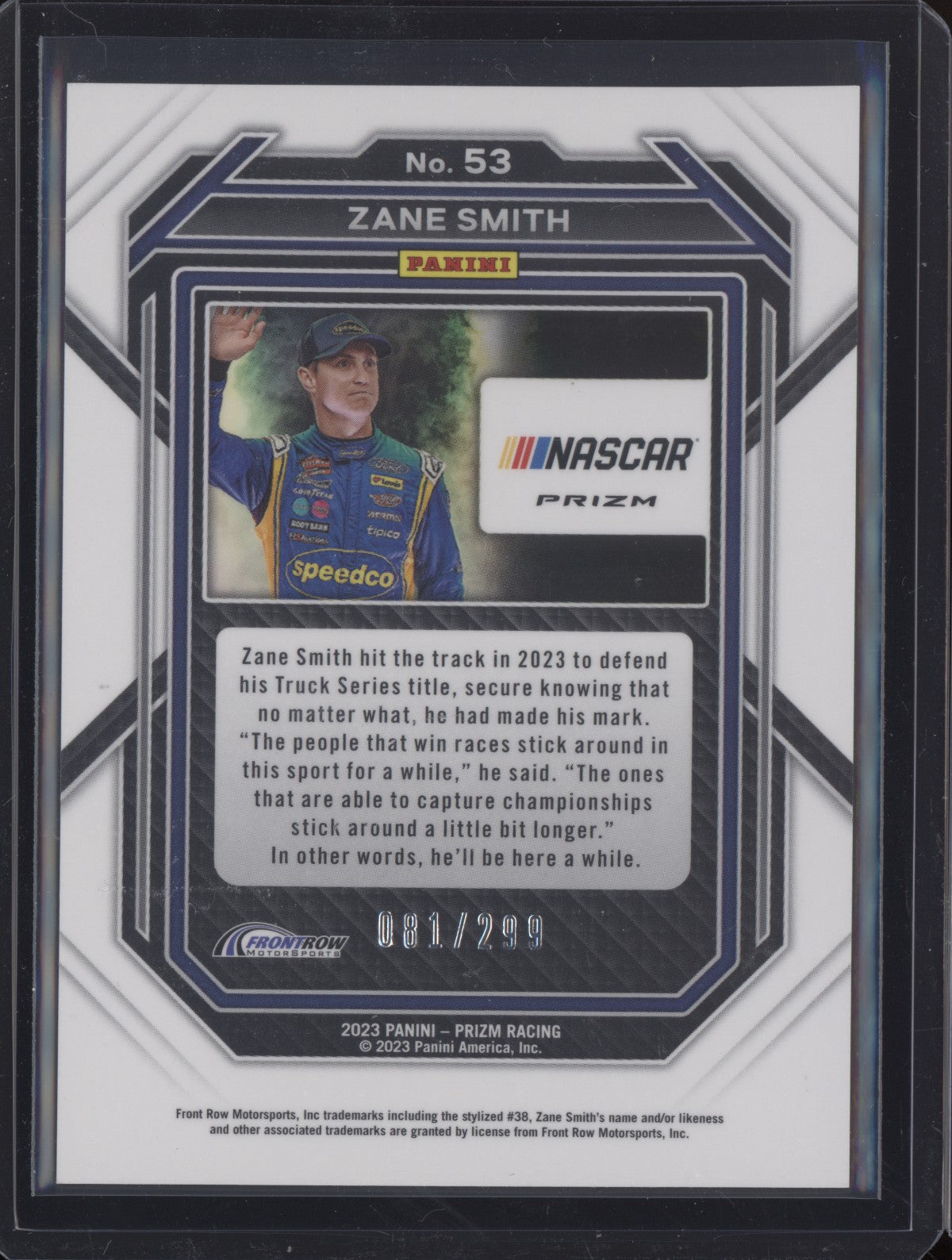 Zane Smith 2023 Panini Prizm Racing Red & Blue Hyper 81/299