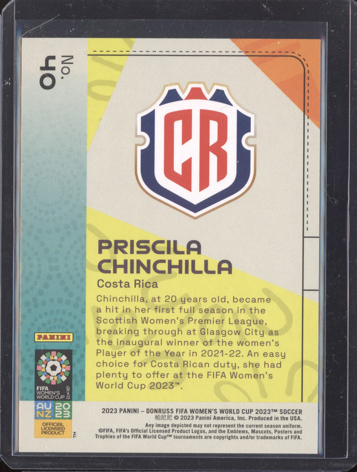 Priscila Chinchilla 2023 Panini Donruss Women's World Cup Green RC 3/5