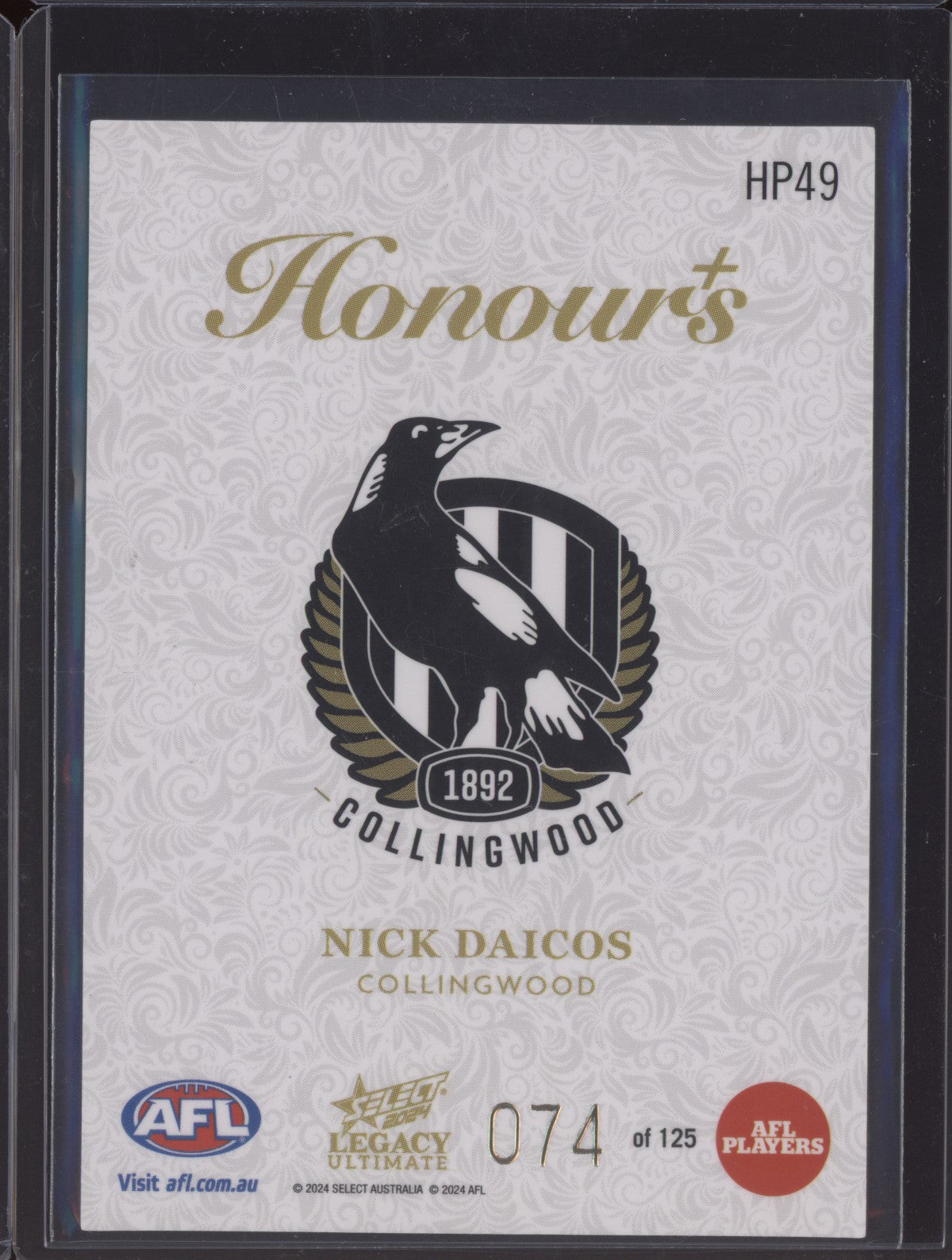 Nick Daicos 2024 Select Legacy Ultimate Honours Plus 74/125