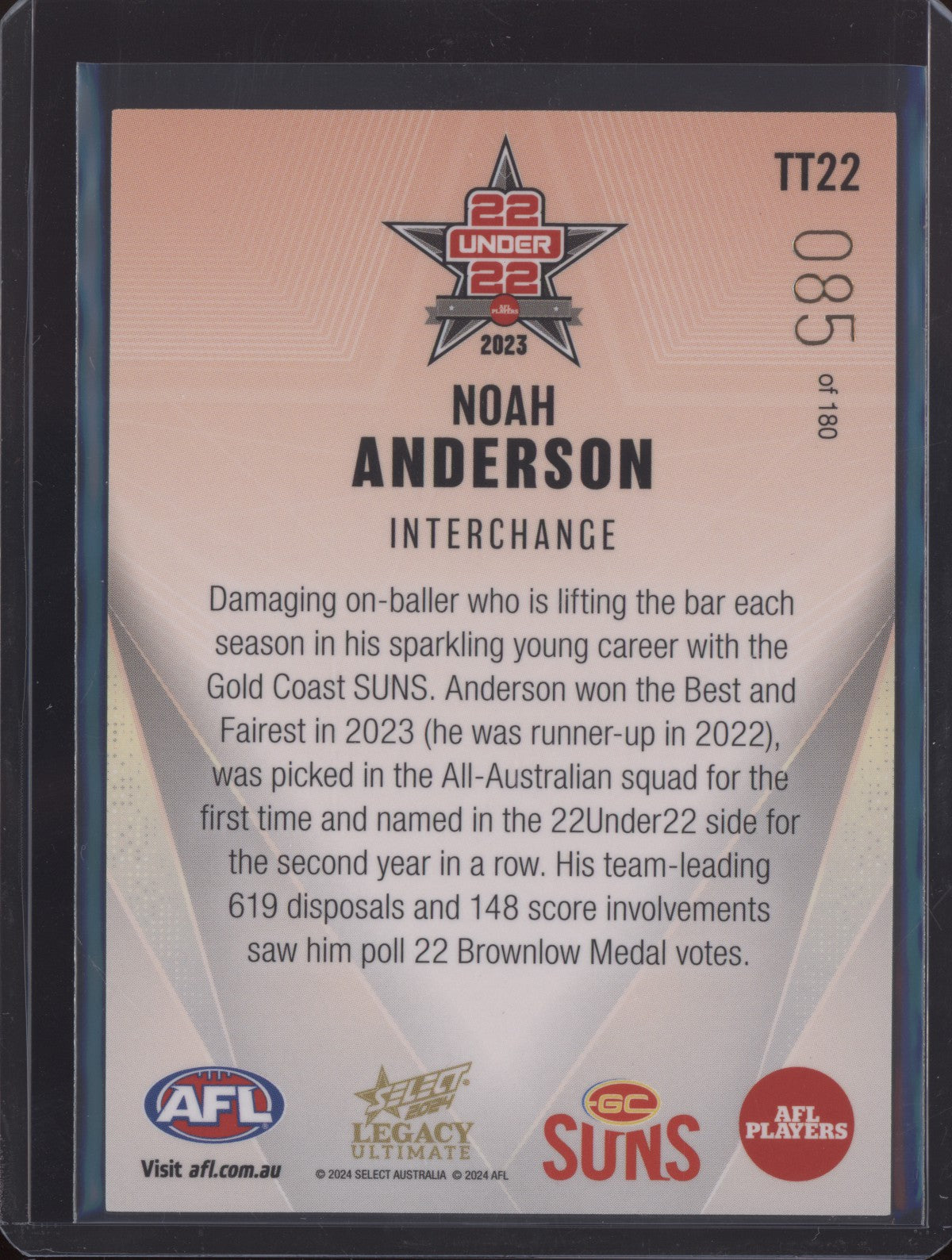 Noah Anderson 2024 Select Legacy Ultimate 22 Under 22 85/180