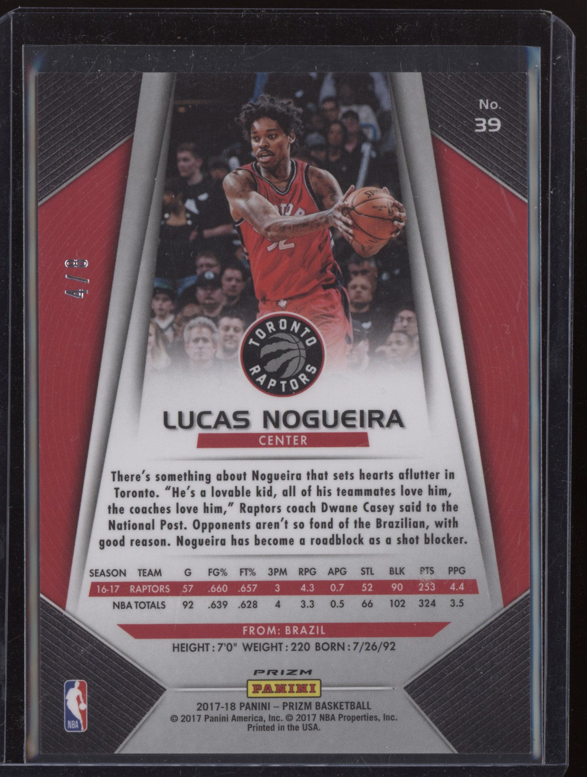 Lucas Nogueira 2017-18 Panini Prizm Red Shimmer 4/8