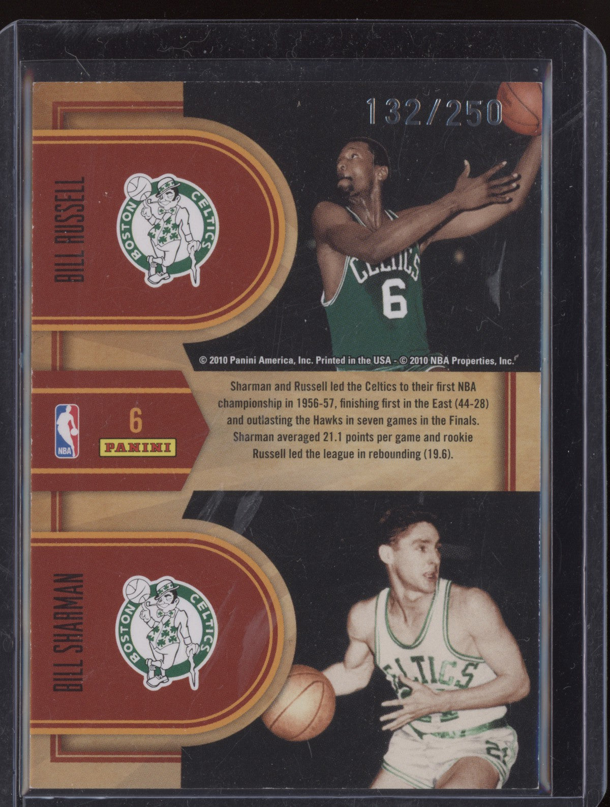 Bill Russell BIll Sharman 2009-10 Panini Classics Classic Combos 132/250