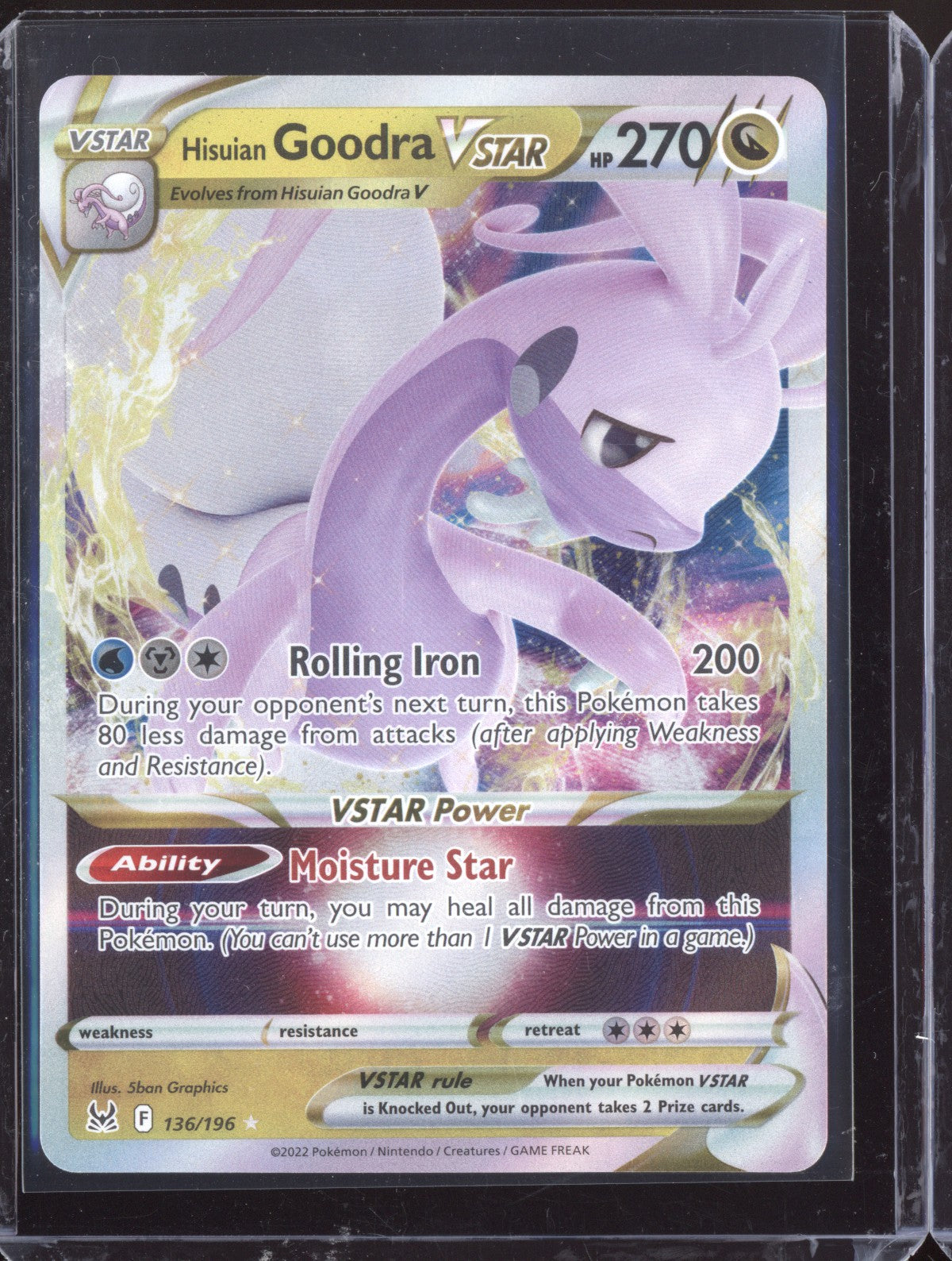 Hisuian Goodra VSTAR 2022 Pokemon Lost Origin Holo Rare VSTAR 136/196
