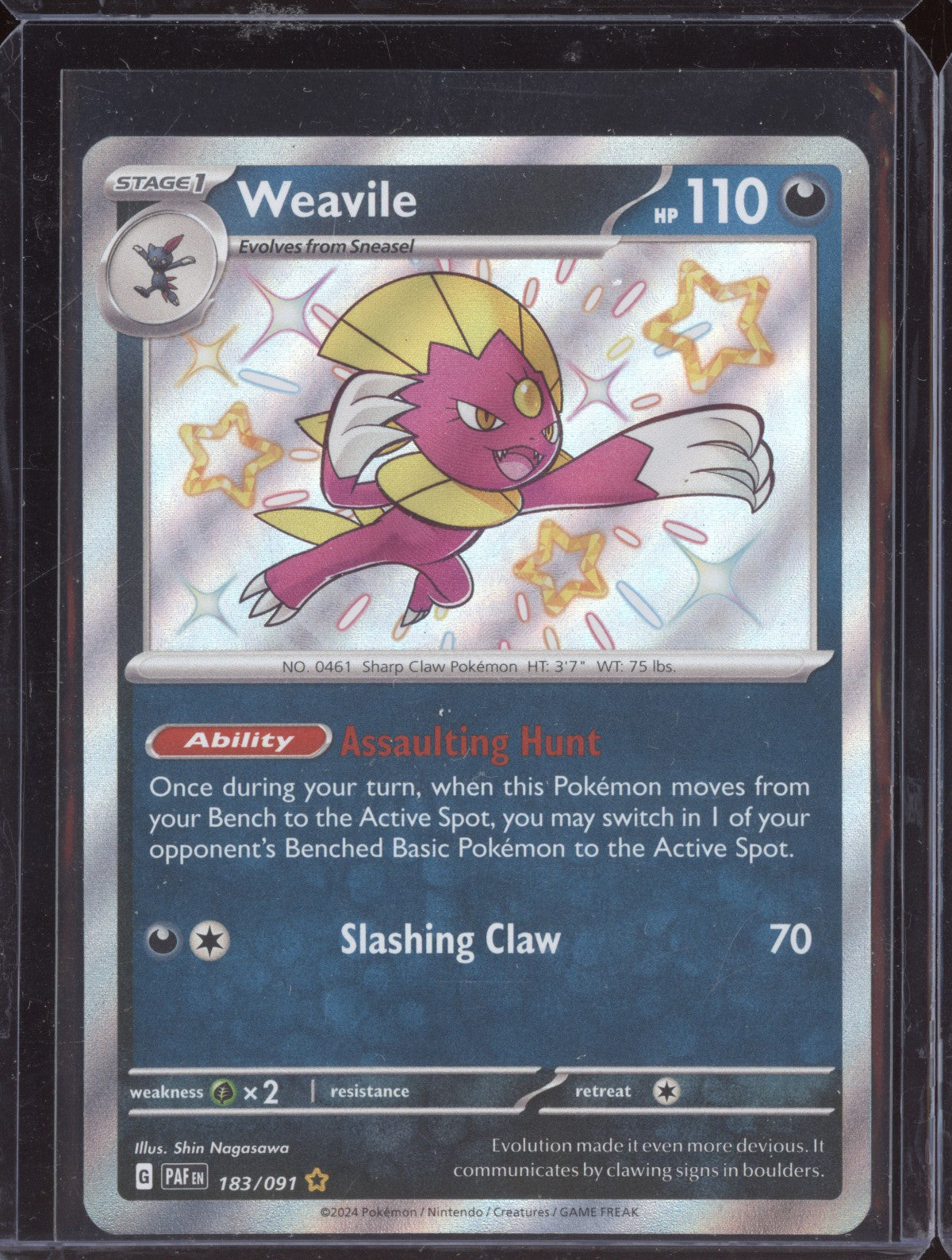 Weavile 2024 Pokemon Paldean Fates Shiny Rare 183/091