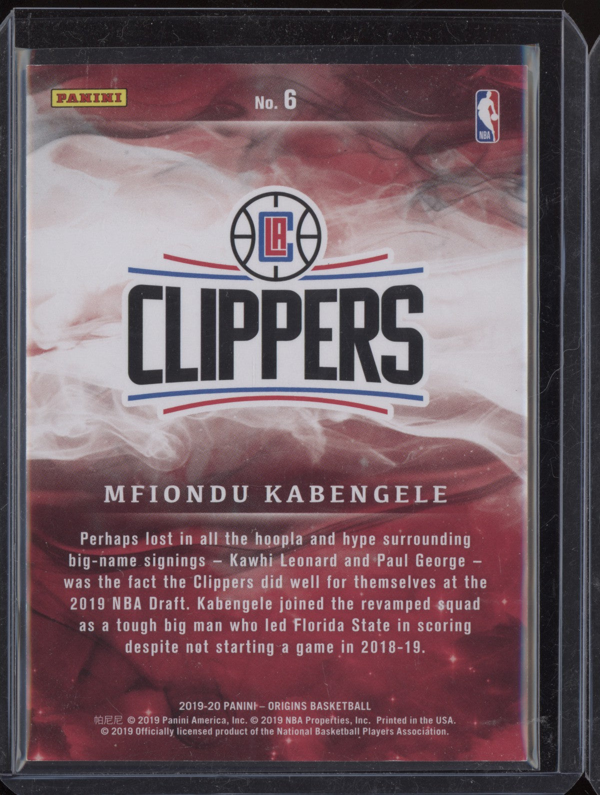 Mfiondu Kabengele 2019-20 Panini Origins Purple FOTL 17/21