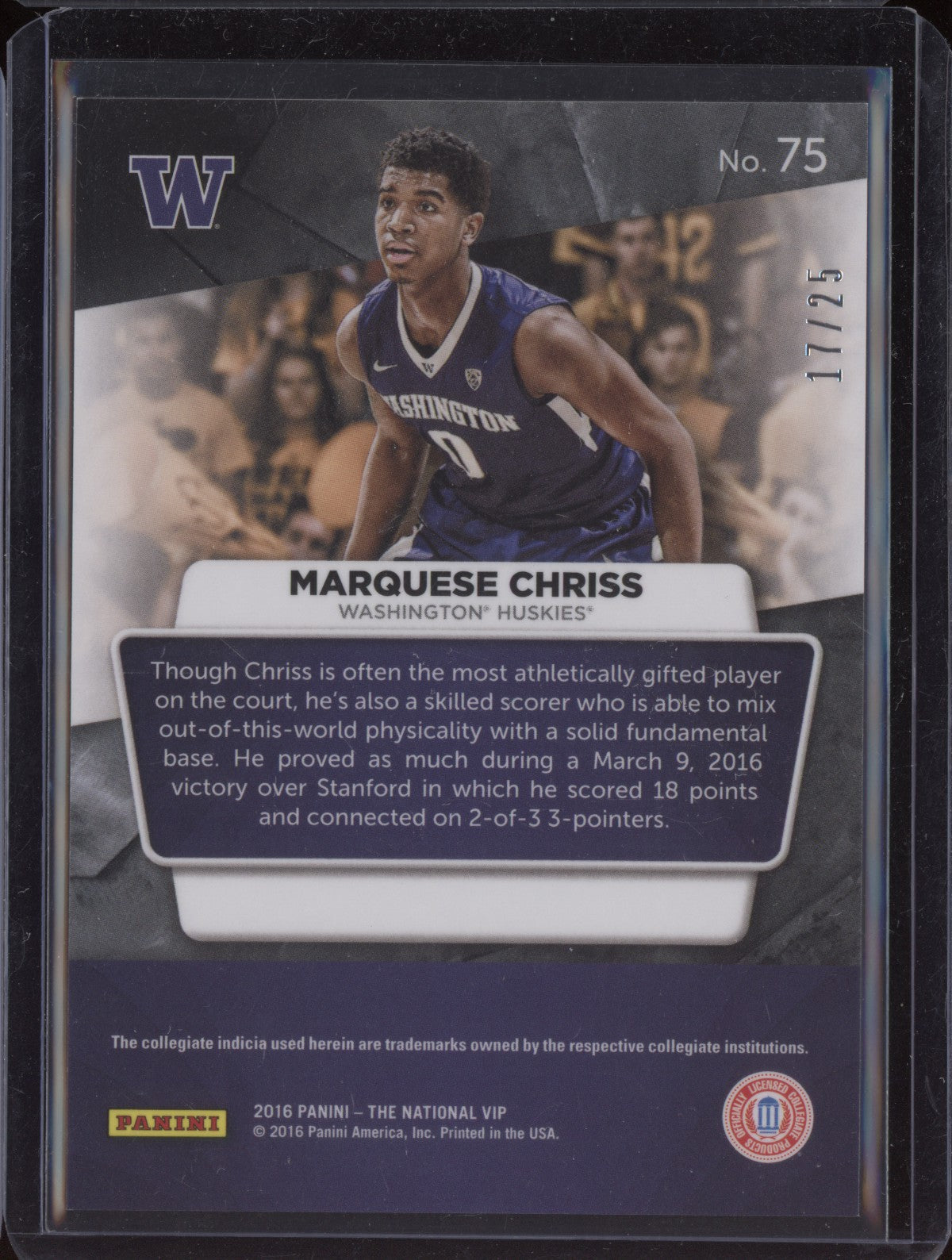 Marquese Chriss 2016 Panini The National VIP Orange Cracked Ice 17/25