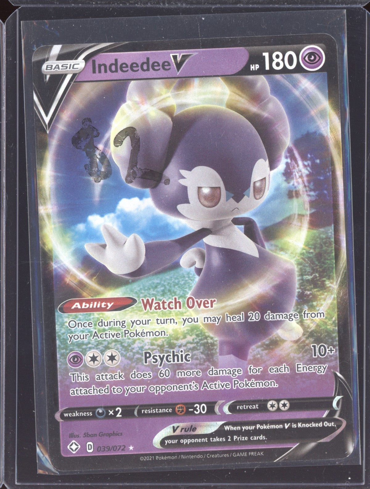 Indeedee V 2021 Pokemon Shining Fates Holo Rare V 039/072
