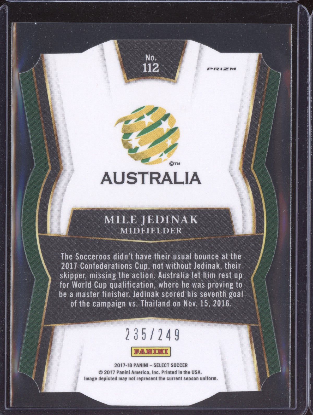Mile Jedinak 2017-18 Panini Select Mezzanine Light Blue Die Cut 235/249