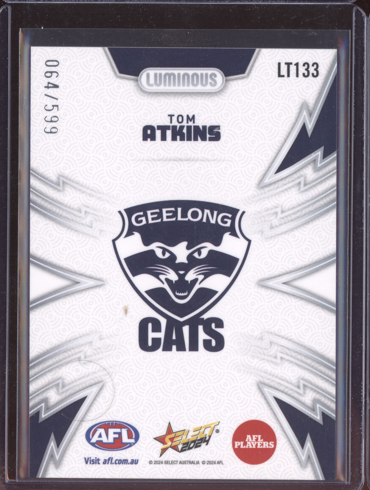 Tom Atkins 2024 Select Footy Stars Luminous Thunderbolt 64/599