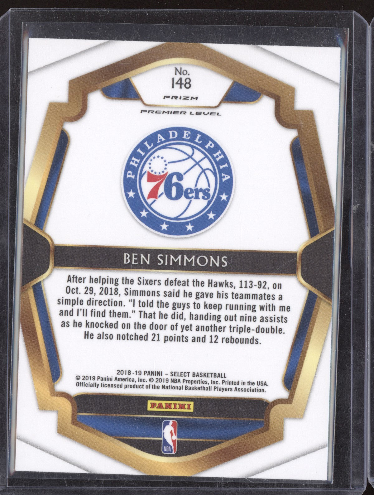 Ben Simmons 2018-19 Panini Select Premier Level Scope