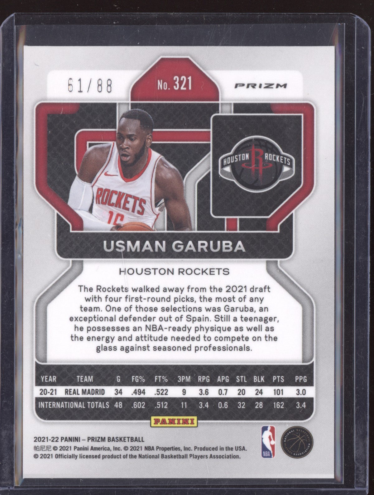 Usman Garuba 2021-22 Panini Prizm Choice Red RC 61/88